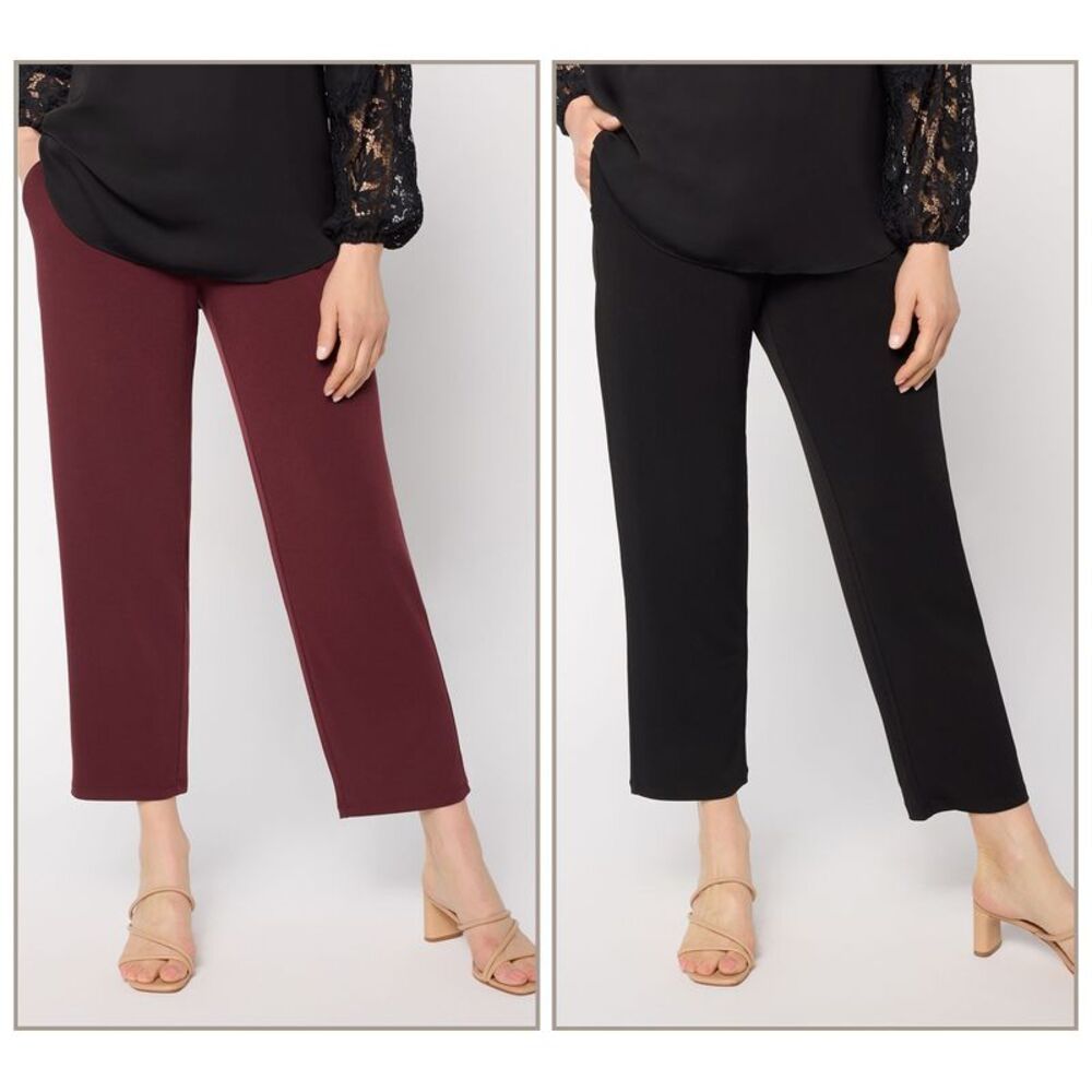 Susan Graver Women's Pants Sz M Essentials Liquid Black/Double Espress